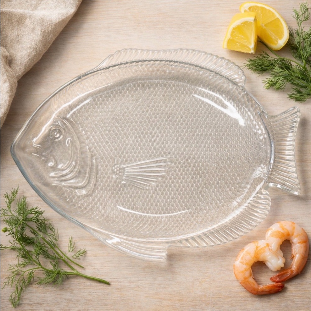 Vintage Clear Pressed Glass Serving Platter 16 x 11 Inches Excellent Condition